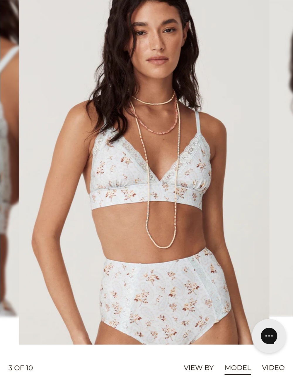 NWT Spell Pale Blue Floral Lace Bralette and High-Waist Brief Set, S